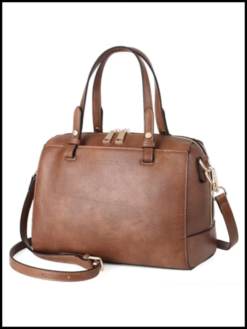 Vegan Leather Satchel Bag Women Top Handle Shoulder Purse